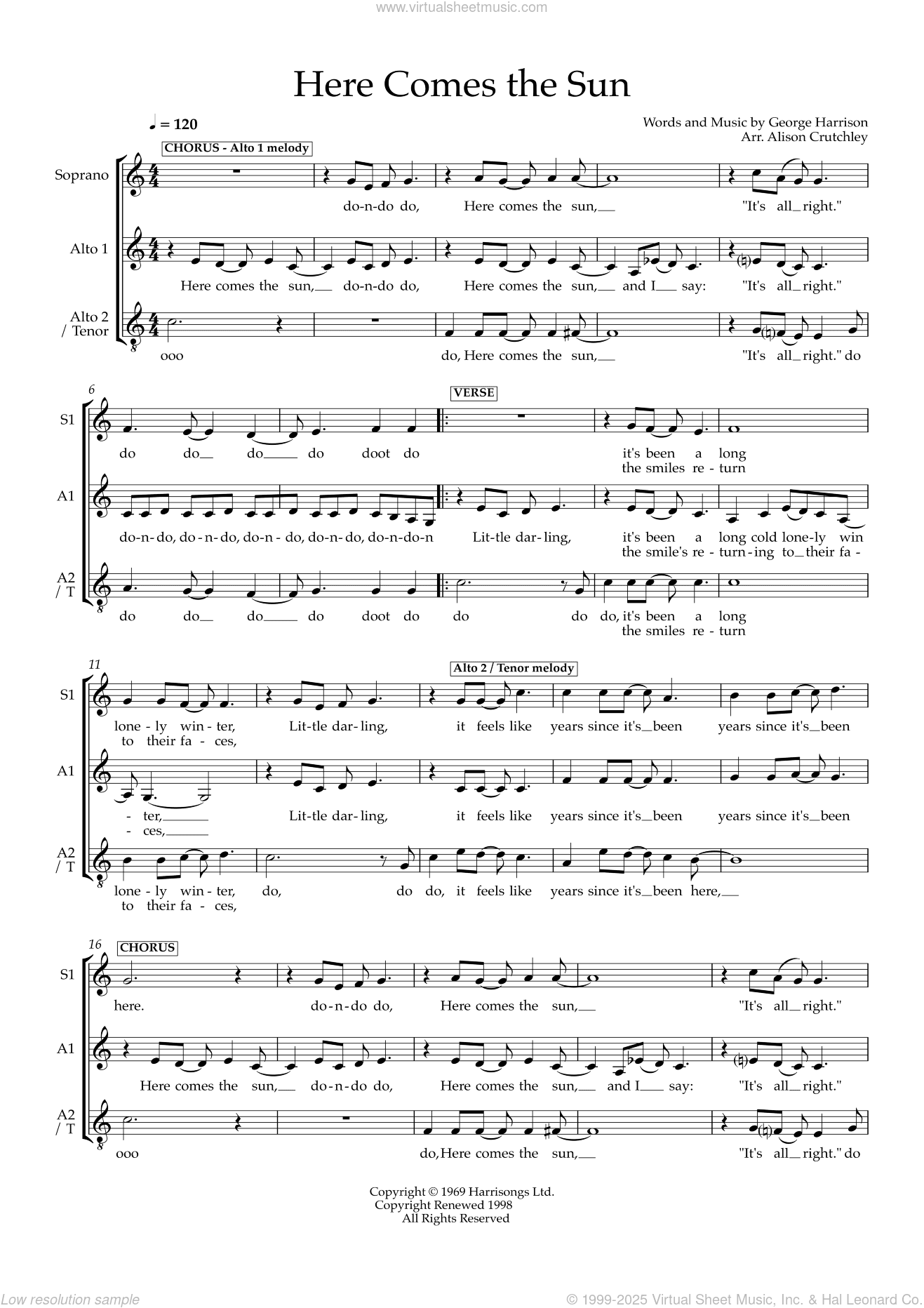 Here Comes The Sun (arr. Alison Crutchley)