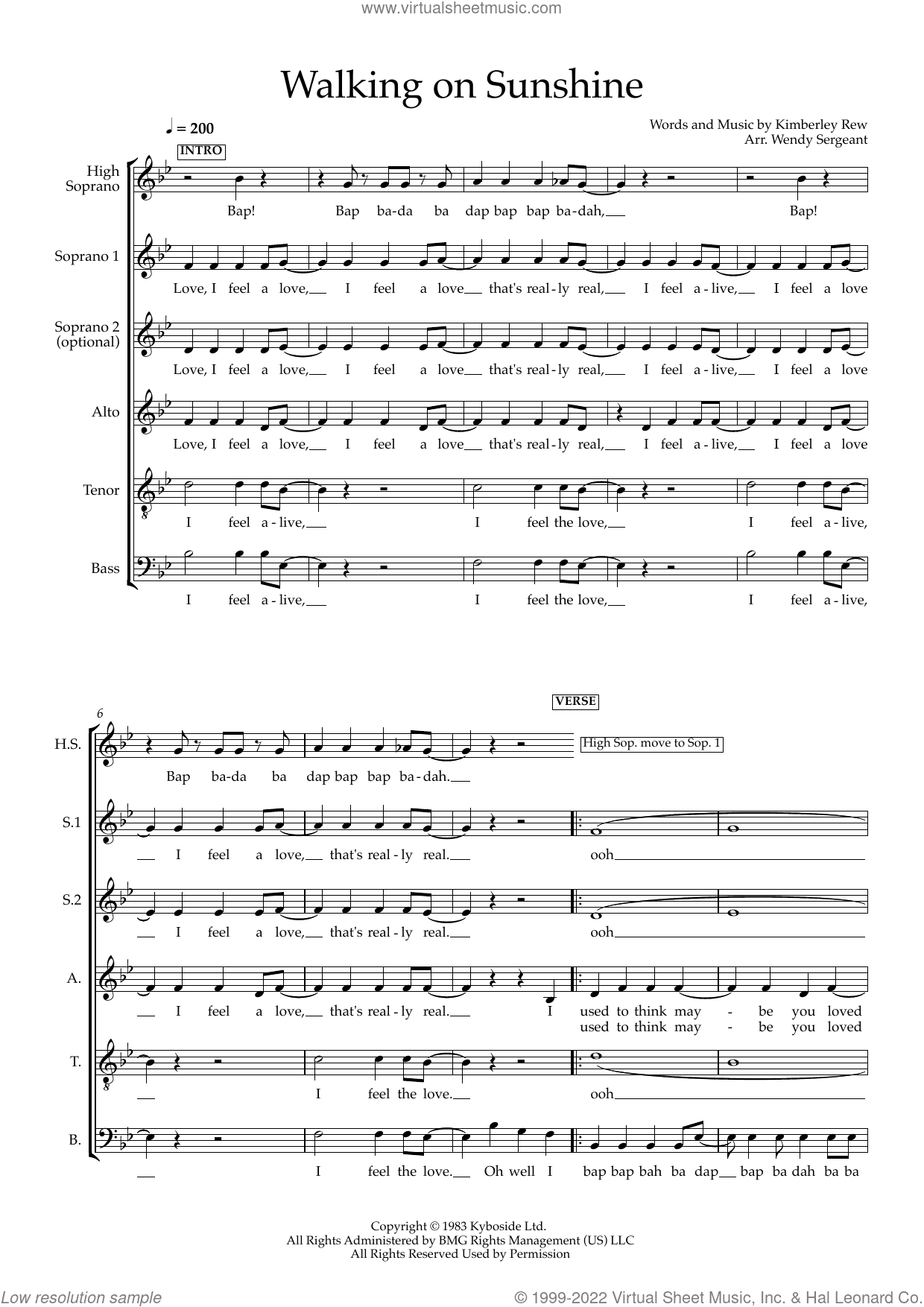 Walking On Sunshine (arr. Wendy Sergeant)