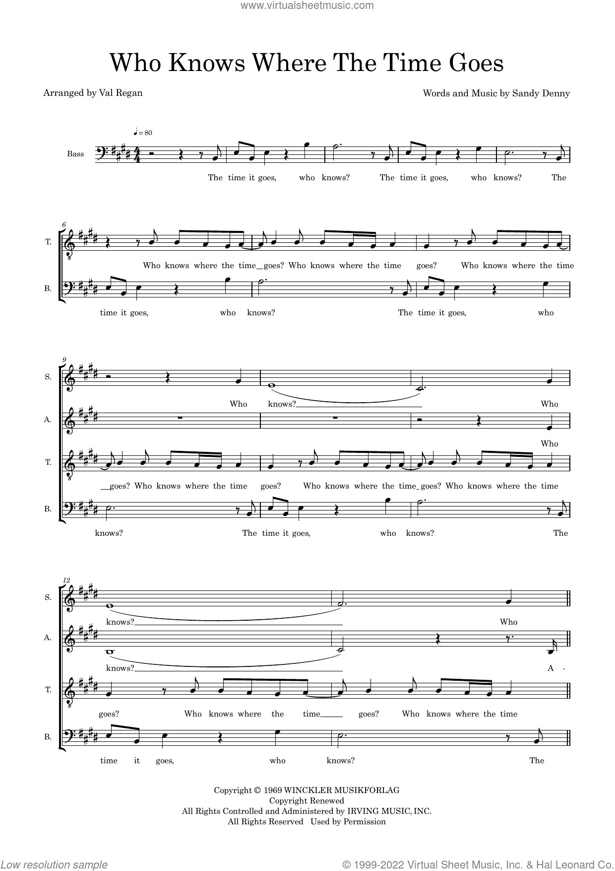 Who Knows Where The Time Goes (arr. Val Regan)