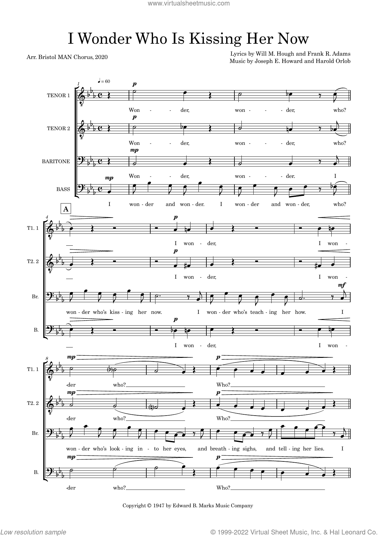 I Wonder Who Is Kissing Her Now (arr. Sam Burns)