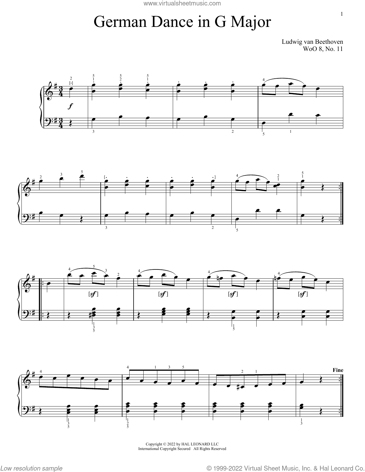 German Dance In G Major, WoO 8, No. 11