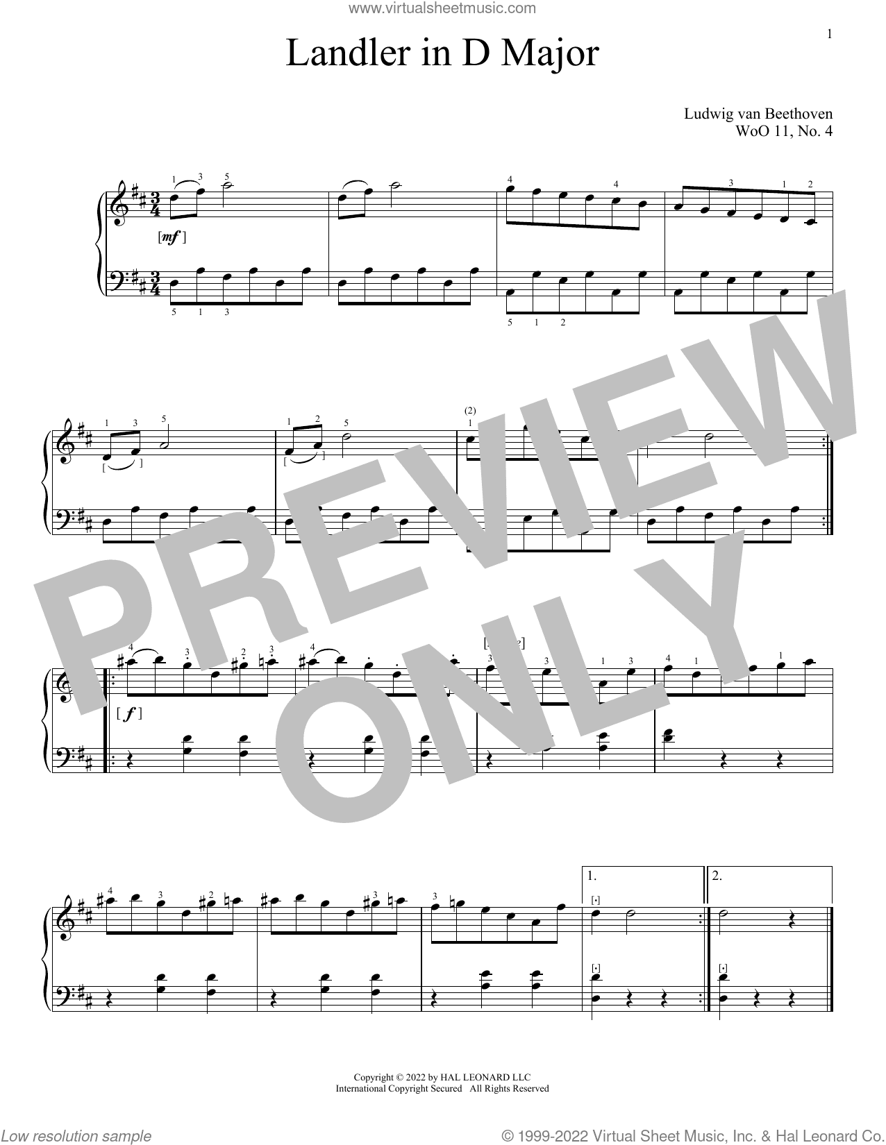 Landler In D Minor, WoO 11, No. 4