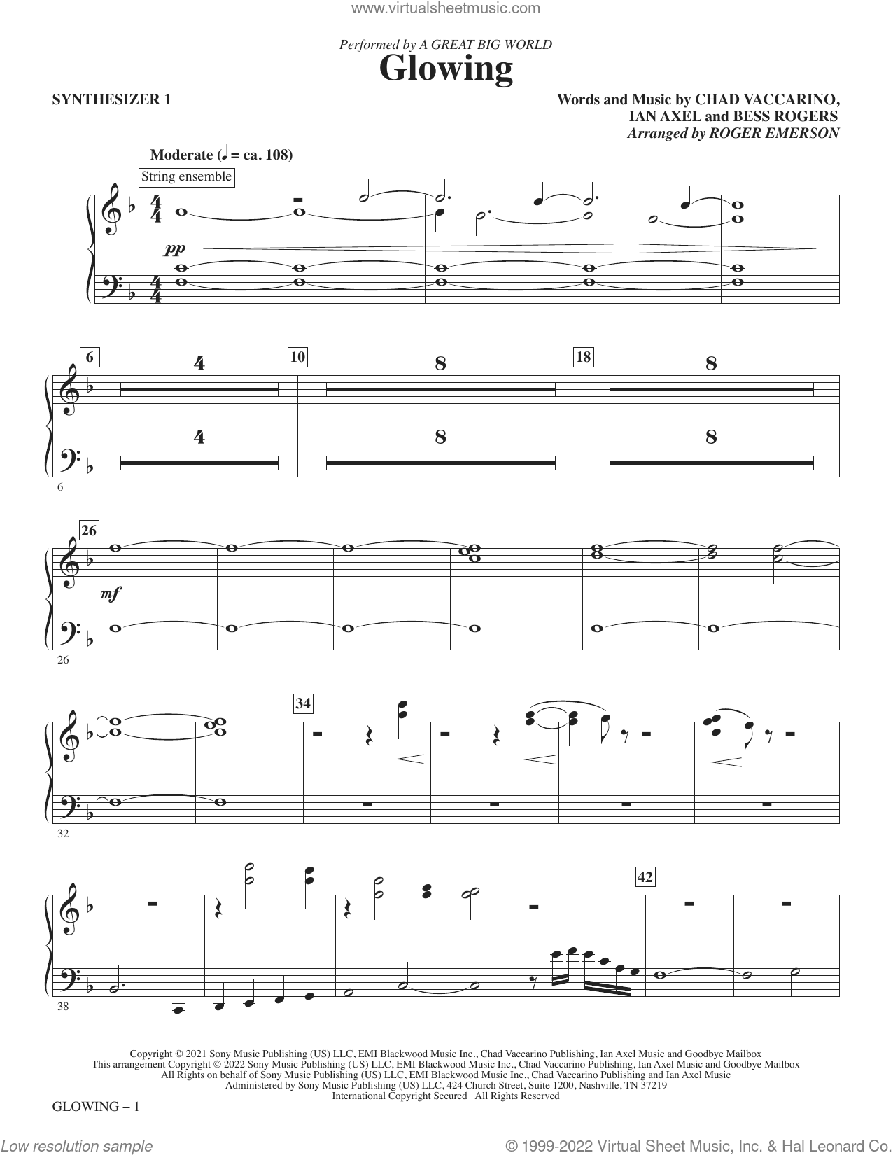 Glowing (arr. Roger Emerson) (complete set of parts)