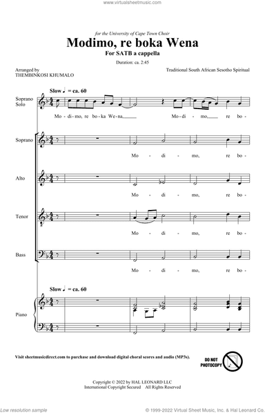 Modimo, re boka Wena (arr. Thembinkosi Khumalo)