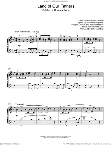 Land Of Our Fathers (Fatshe La Bontata Rona) (arr. James Wilding)