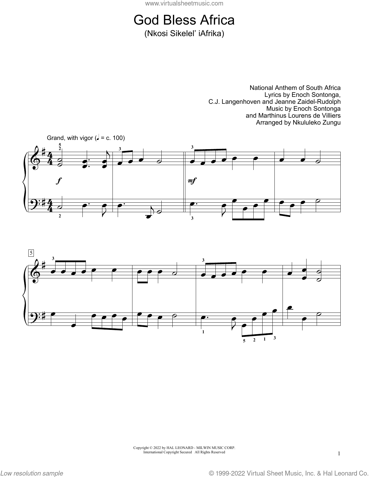 God Bless Africa (Nkosi Sikelel' Iafrika) (arr. Nkululeko Zungu)