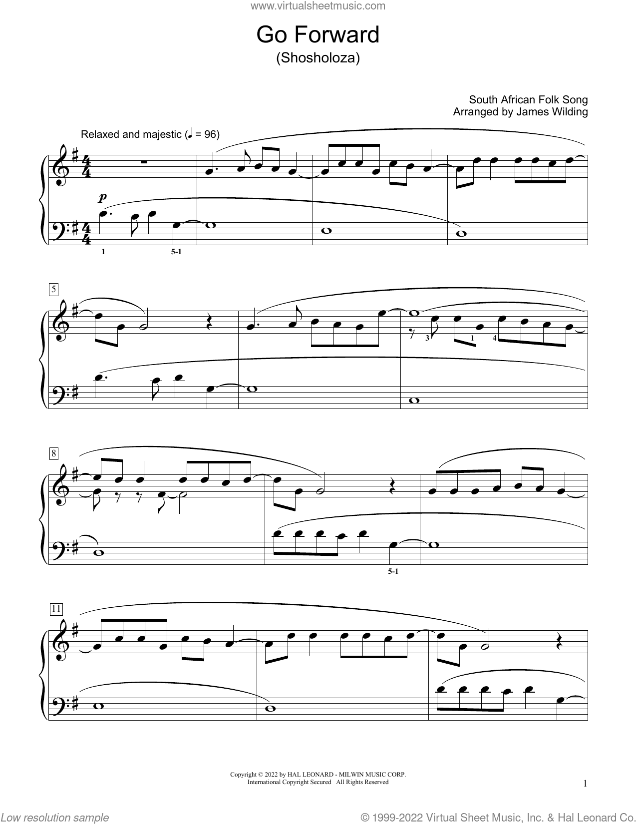 Go Forward (Shosholoza) (arr. James Wilding)