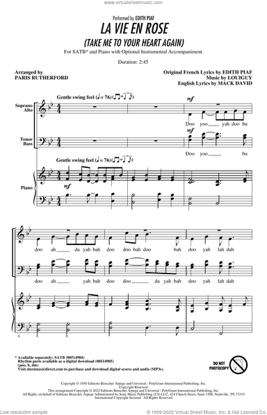La Vie En Rose (Take Me To Your Heart Again) (arr. Paris Rutherford)