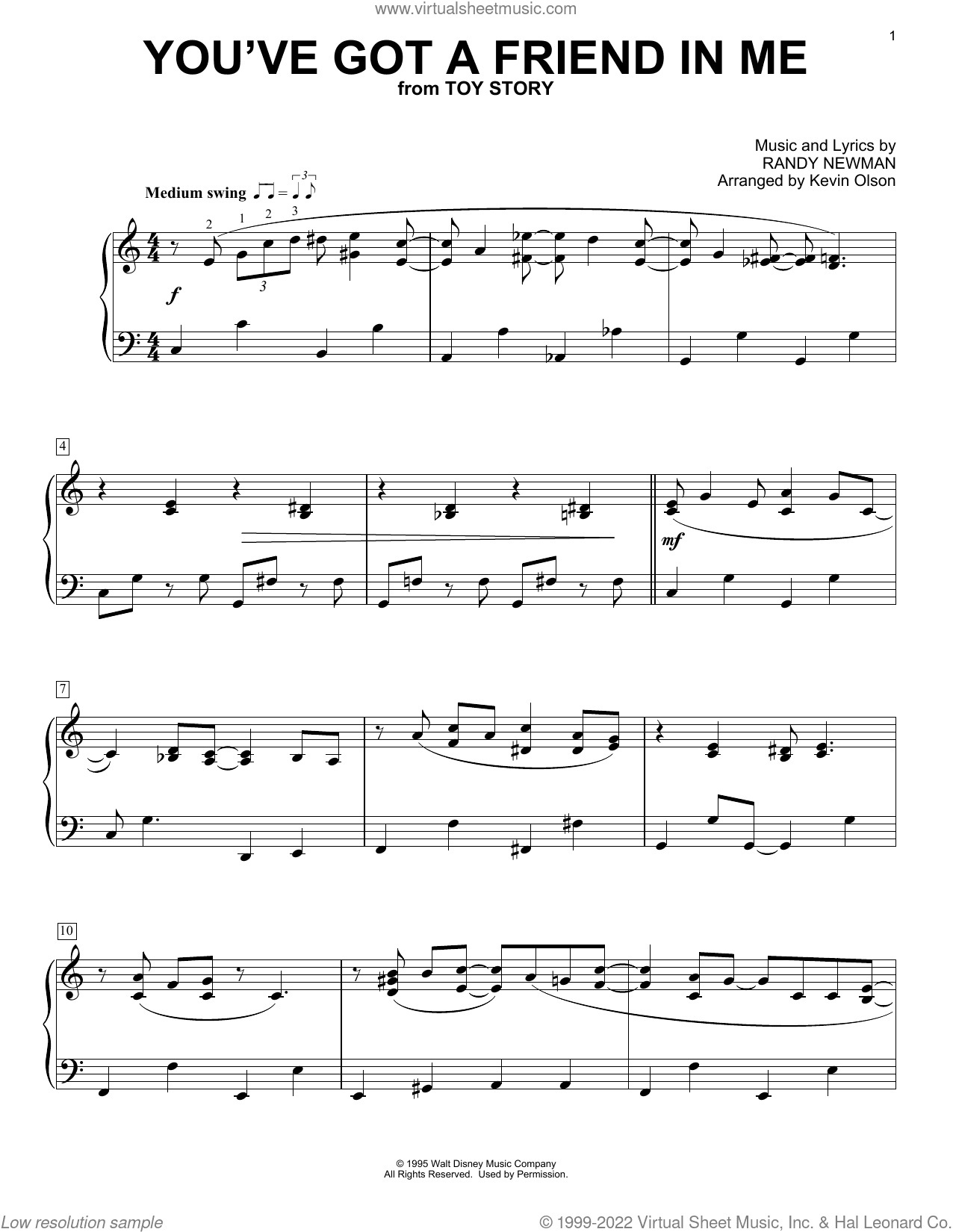 You've Got A Friend In Me (from Toy Story) (arr. Kevin Olson)