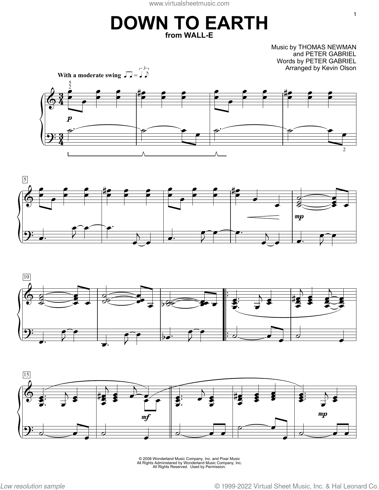 Down To Earth (from WALL-E) (arr. Kevin Olson)