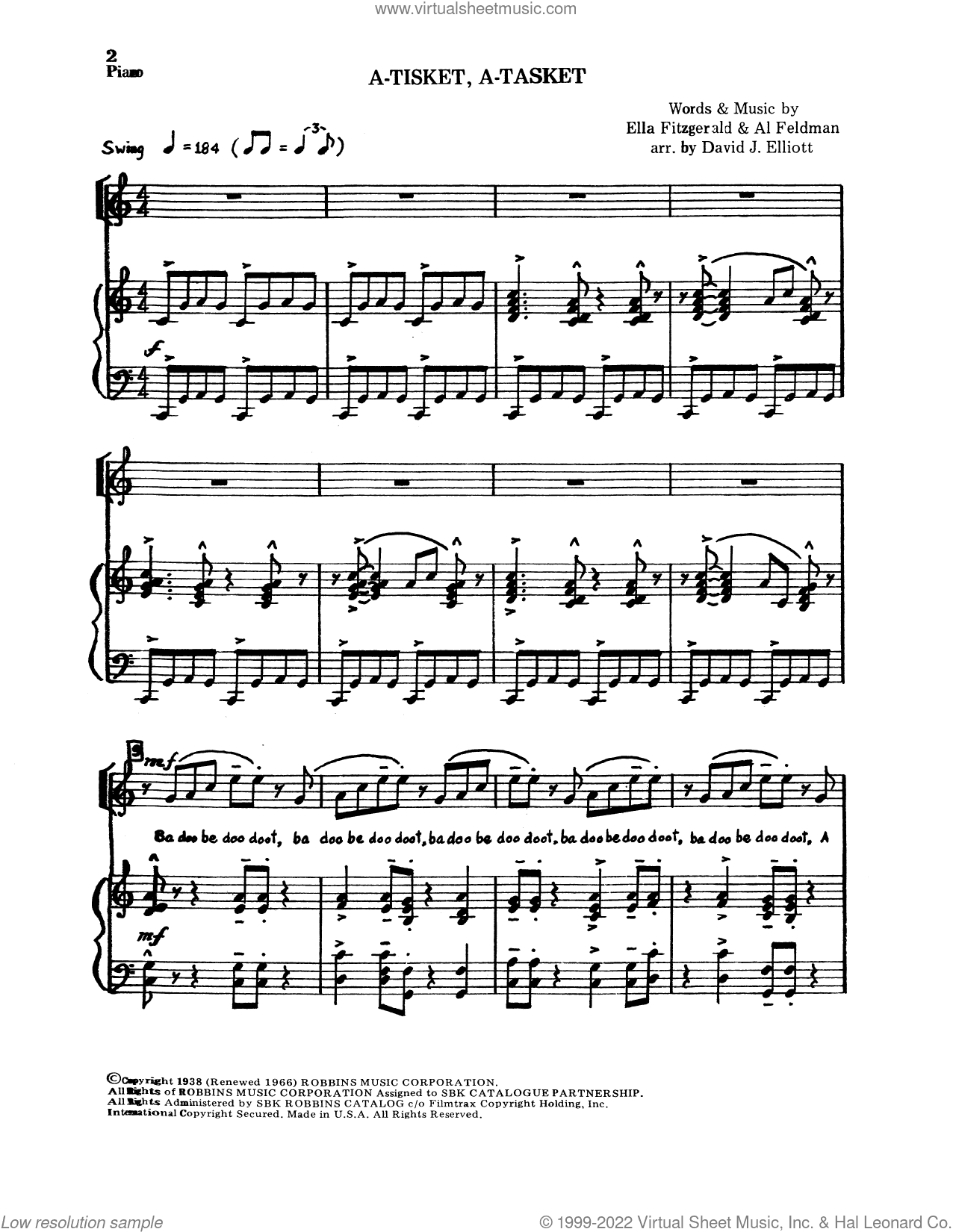 A-Tisket, A-Tasket (arr. David J. Elliott)