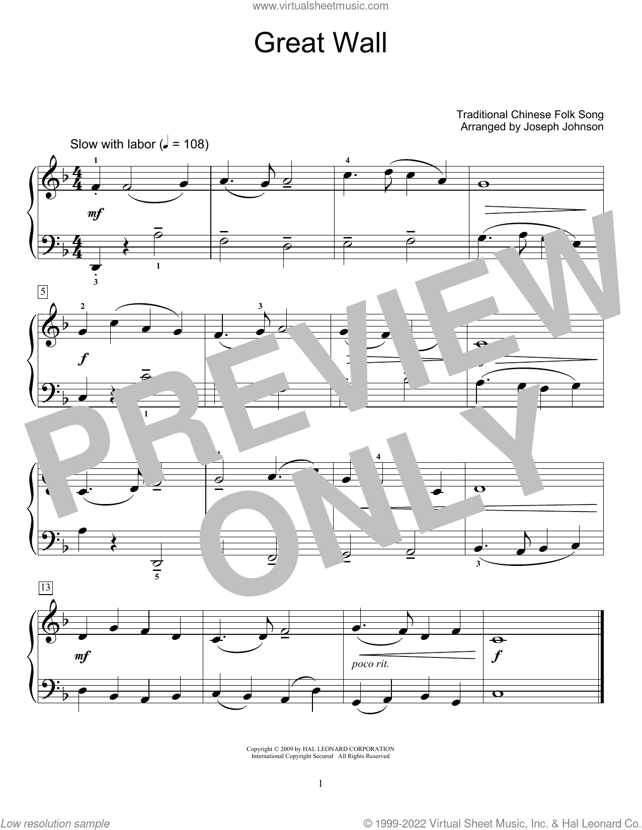 Great Wall (arr. Joseph Johnson)