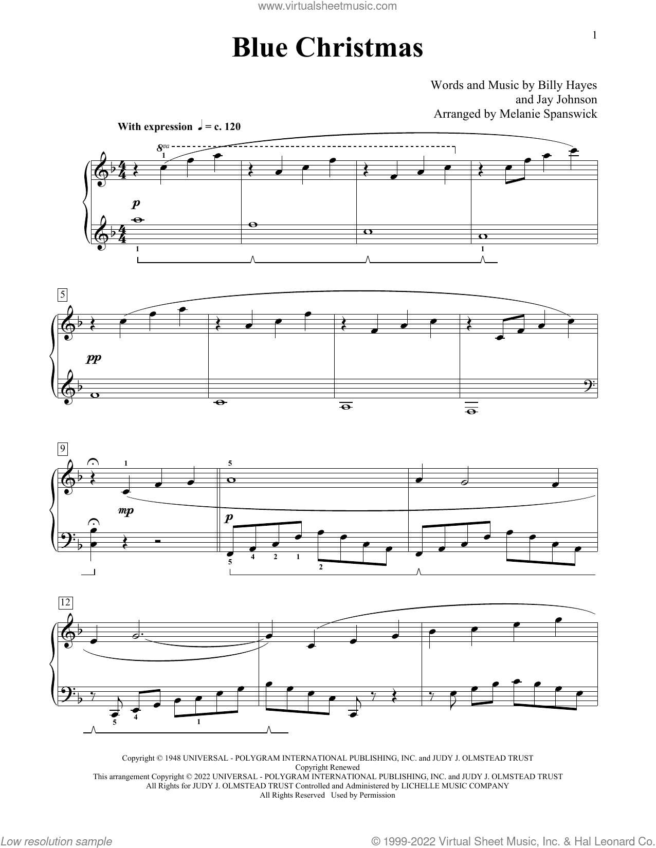 Blue Christmas (arr. Melanie Spanswick)