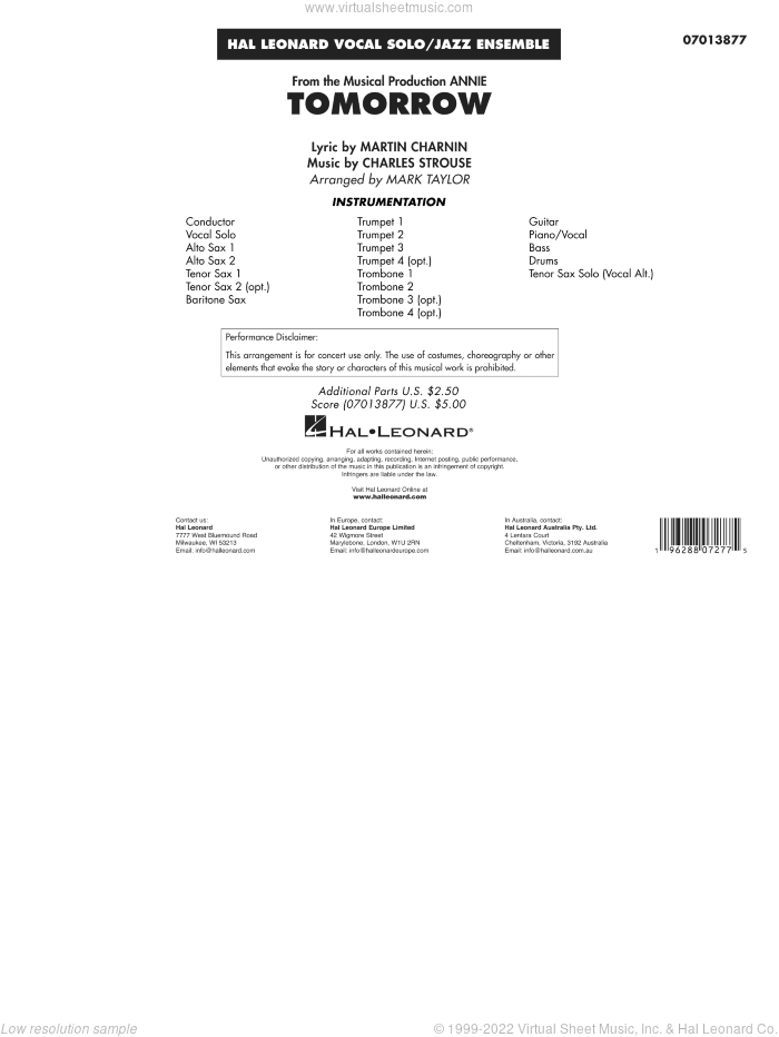 Tomorrow (from Annie) (arr. Mark Taylor)