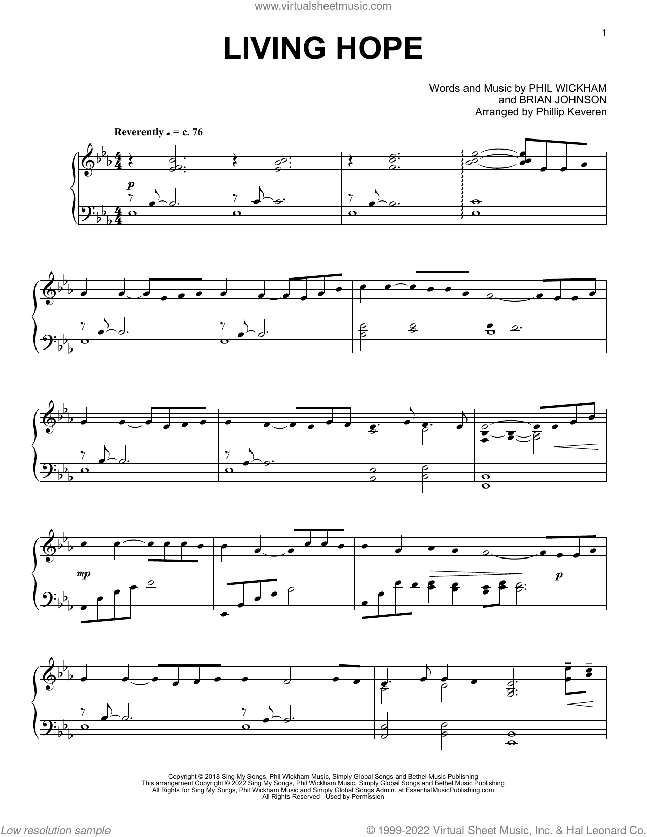Living Hope (arr. Phillip Keveren), (intermediate)
