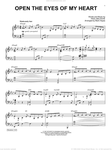 Open The Eyes Of My Heart (arr. Mark Hayes)