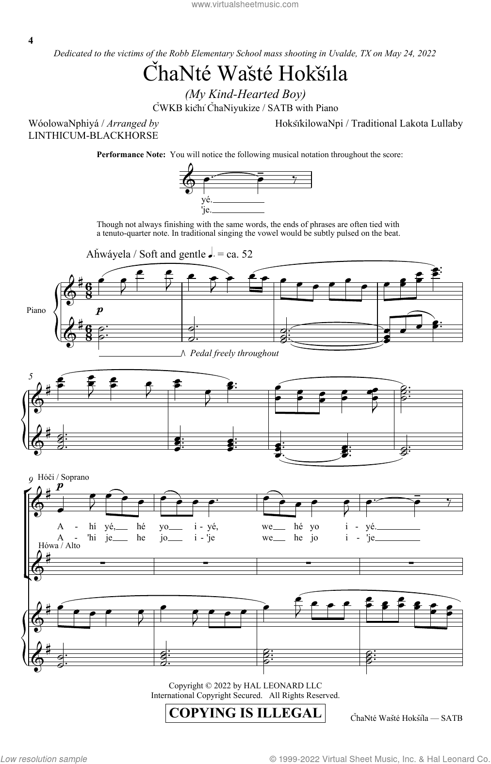 Chante Waste Hoksila (My Kind-Hearted Boy) (arr. Linthicum-Blackhorse)