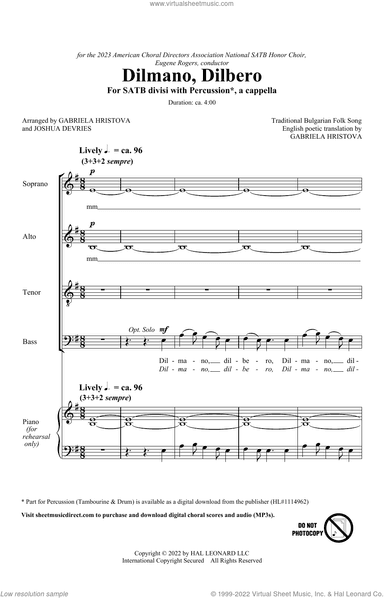 Dilmano, Dilbero (arr. Gabriela Hristova and Joshua DeVries)