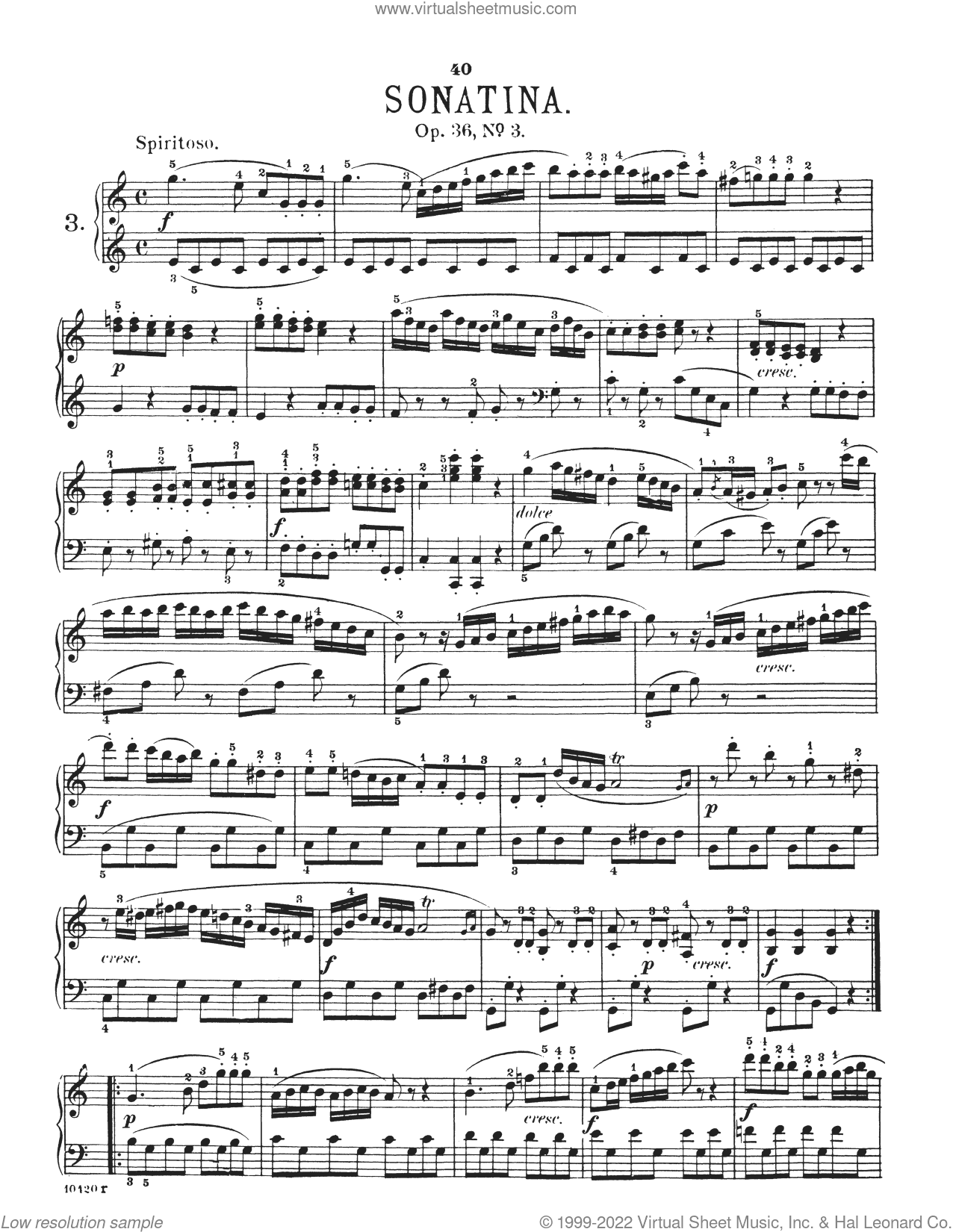 Sonatina In C Major, Op. 36, No. 3