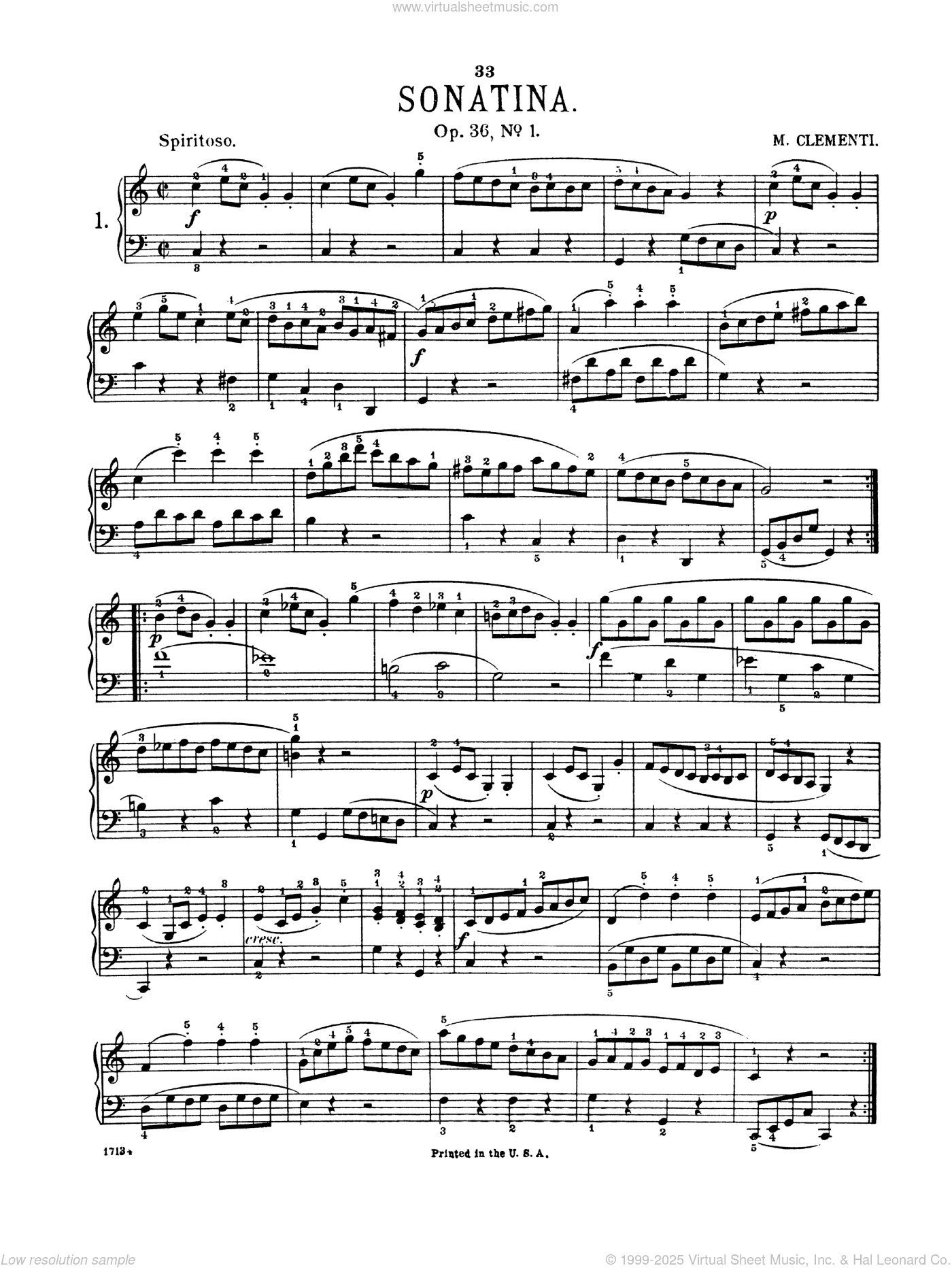Sonatina In C Major, Op. 36, No. 1