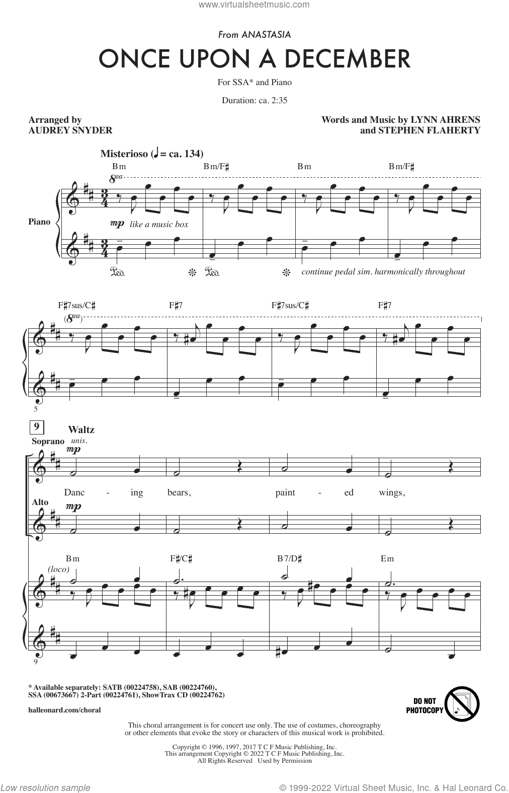 Once Upon A December (from Anastasia) (arr. Audrey Snyder)