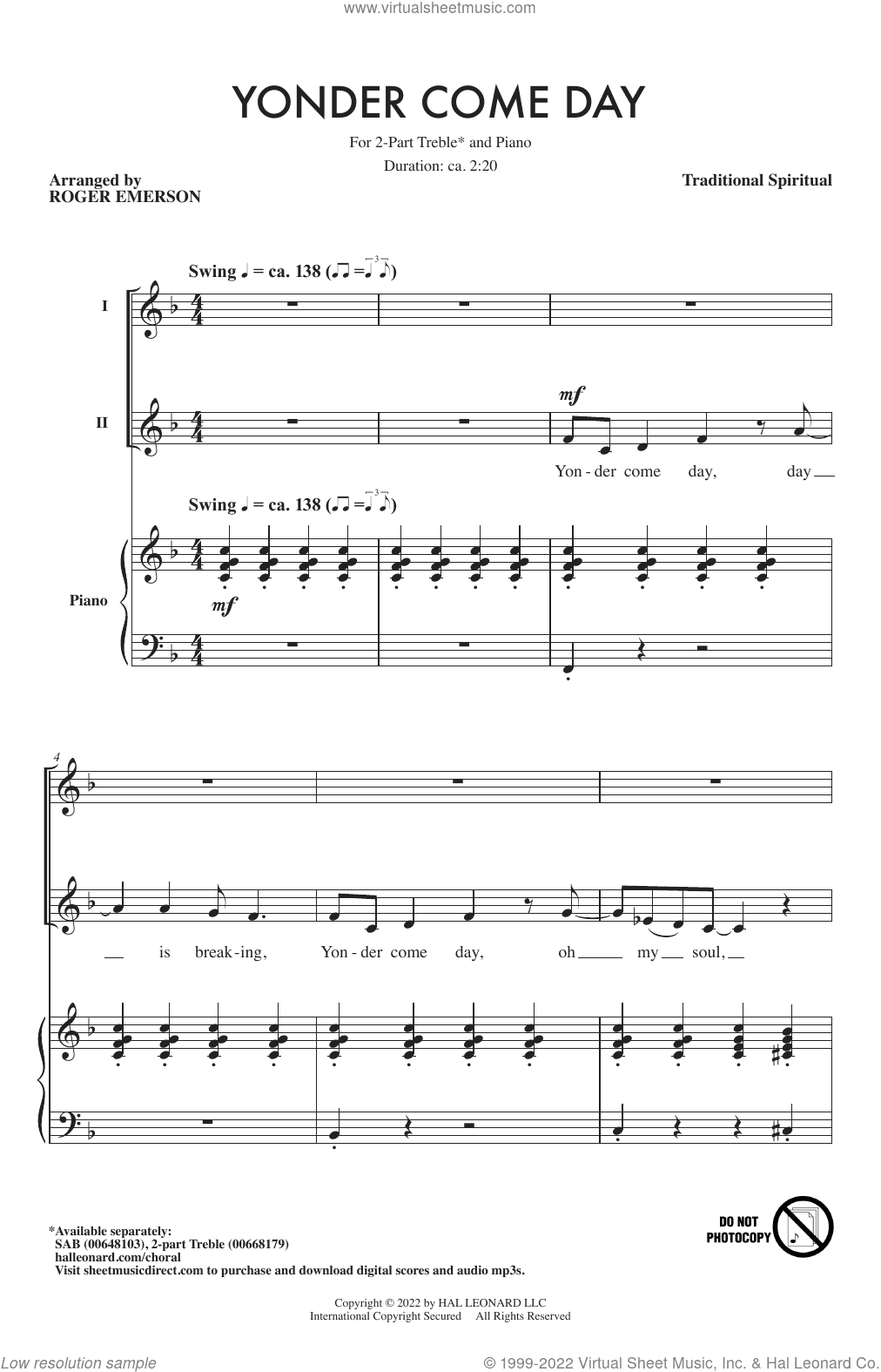 Yonder Come Day (arr. Roger Emerson)