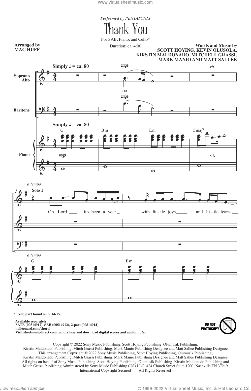 Thank You (arr. Mac Huff)