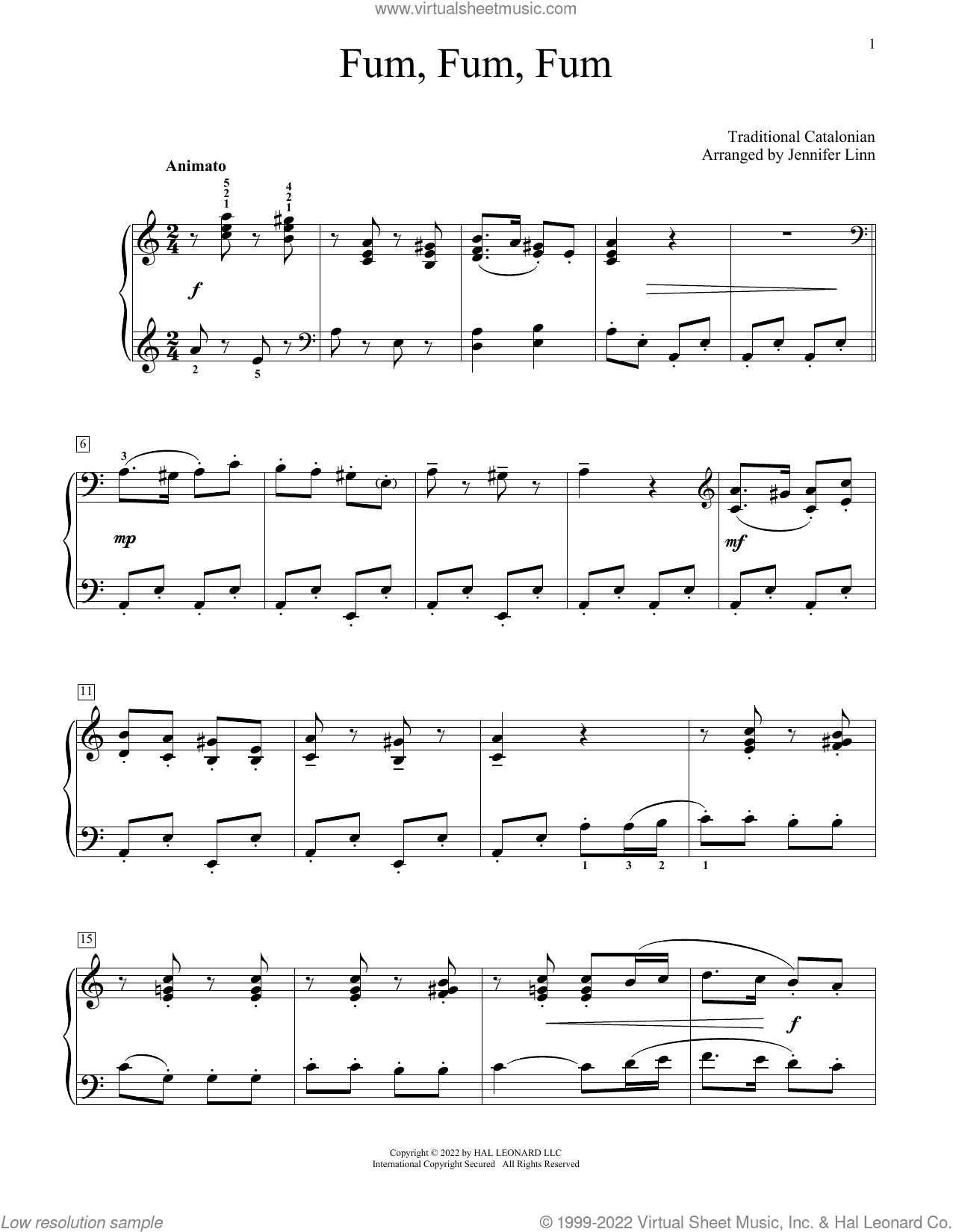 Fum, Fum, Fum (arr. Jennifer Linn)