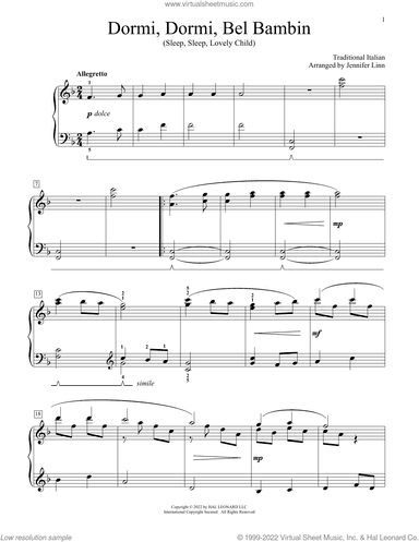 Dormi, Dormi, Bel Bambino (arr. Jennifer Linn)