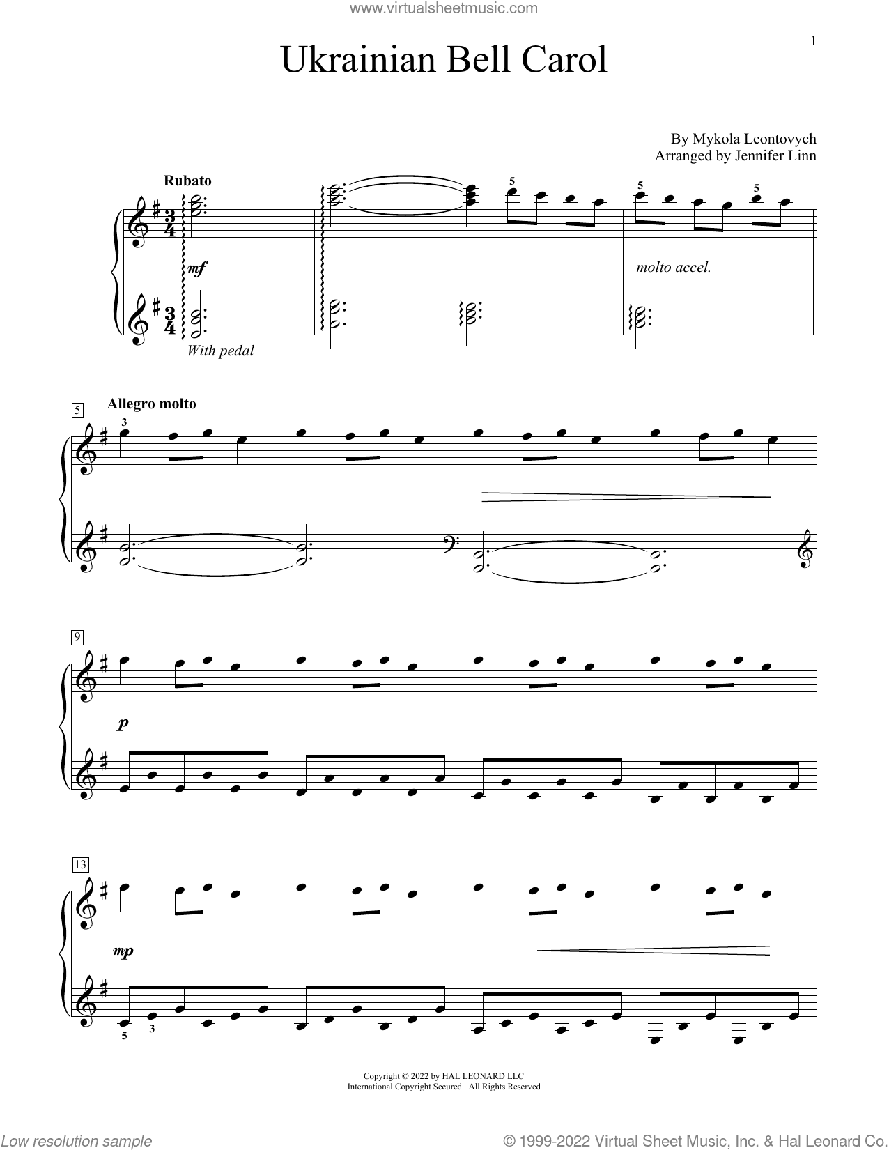 Ukrainian Bell Carol (arr. Jennifer Linn)
