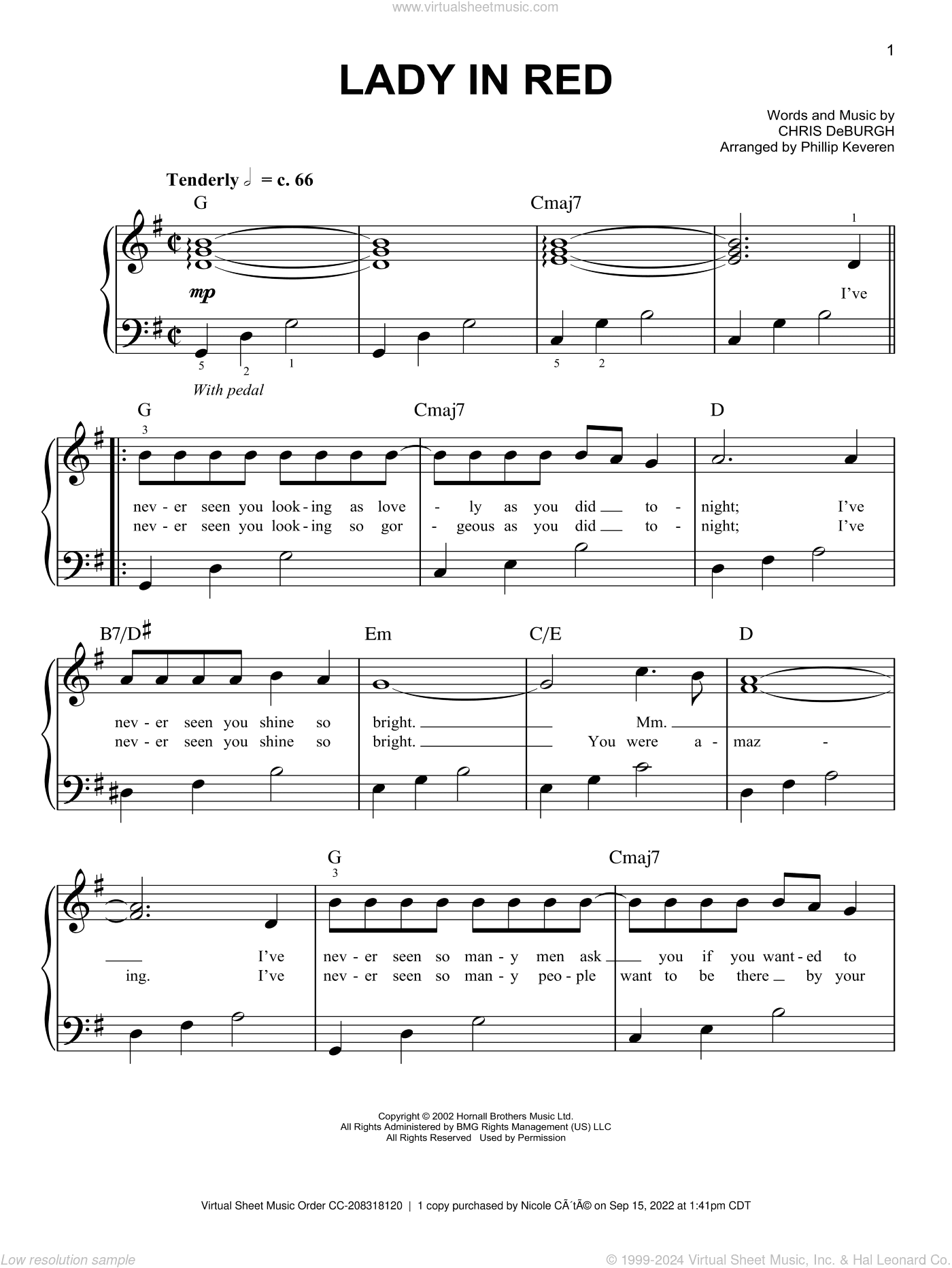 The Lady In Red (arr. Phillip Keveren)