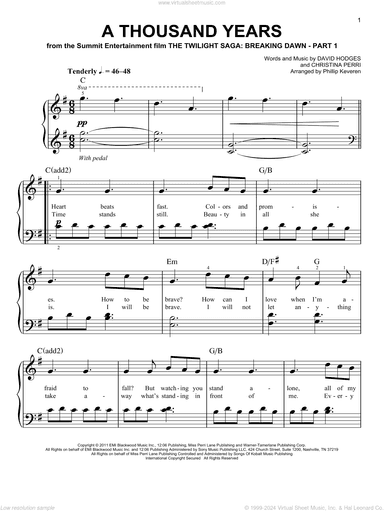 A Thousand Years (arr. Phillip Keveren)