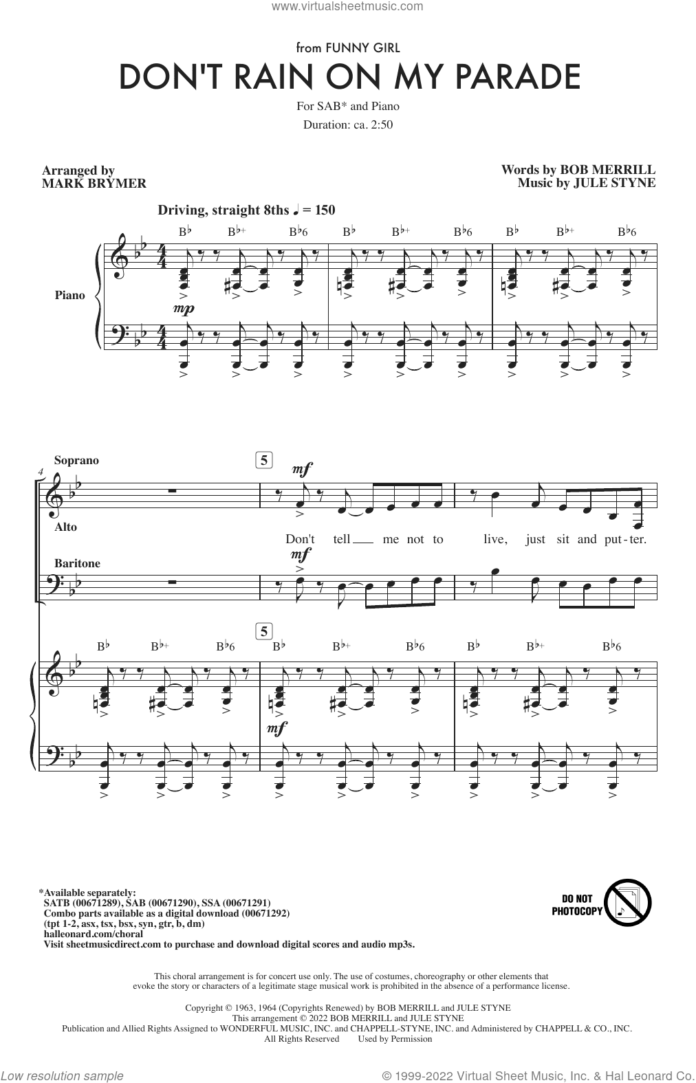 Don't Rain On My Parade (from Funny Girl) (arr. Mark Brymer)