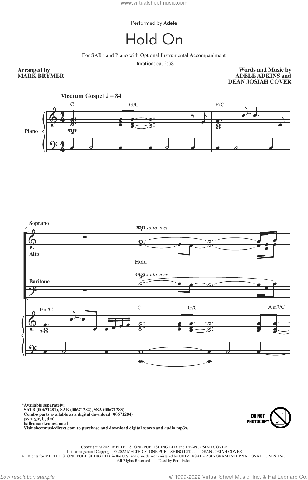 Hold On (arr. Mark Brymer)
