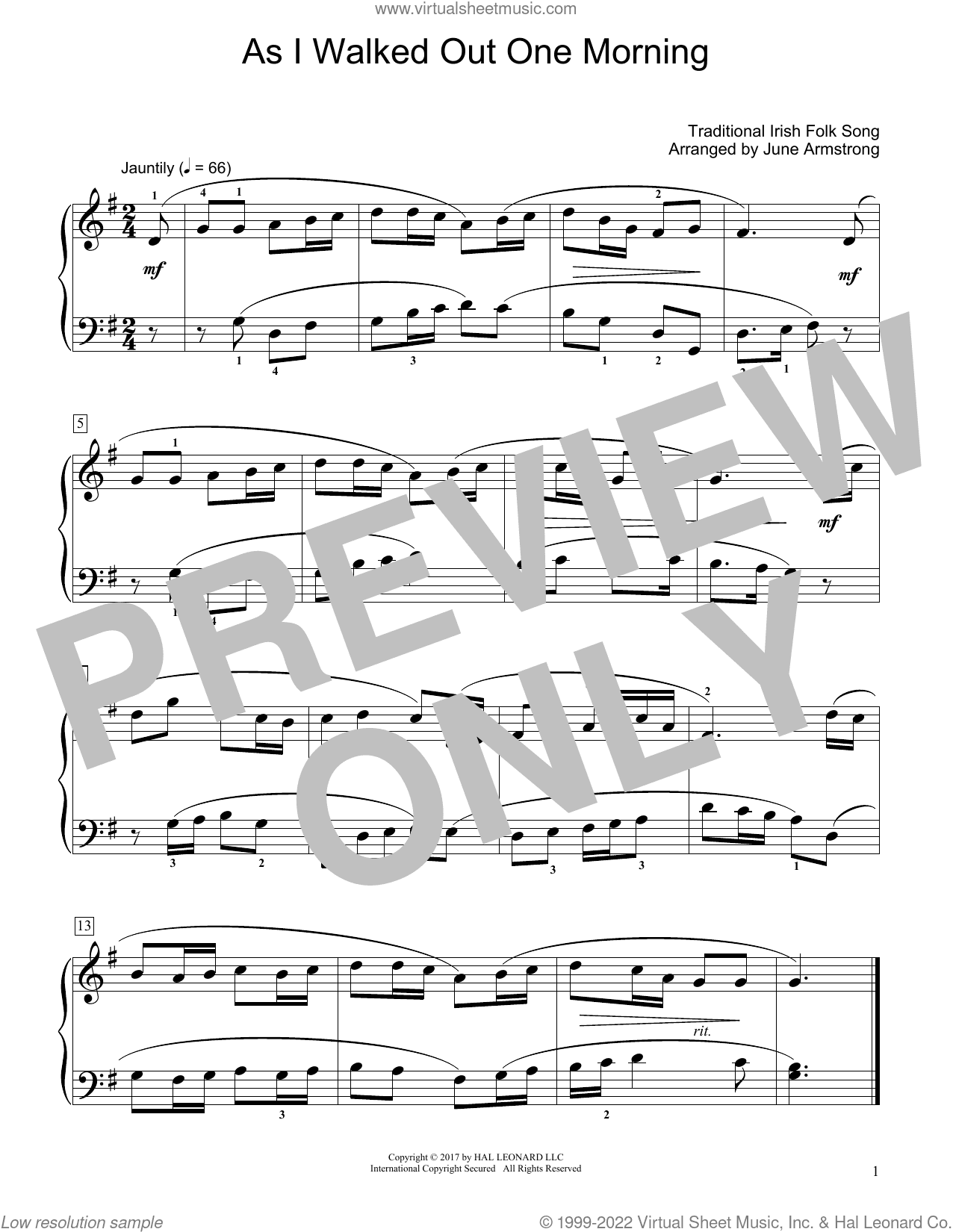 As I Walked Out One Morning (arr. June Armstrong)