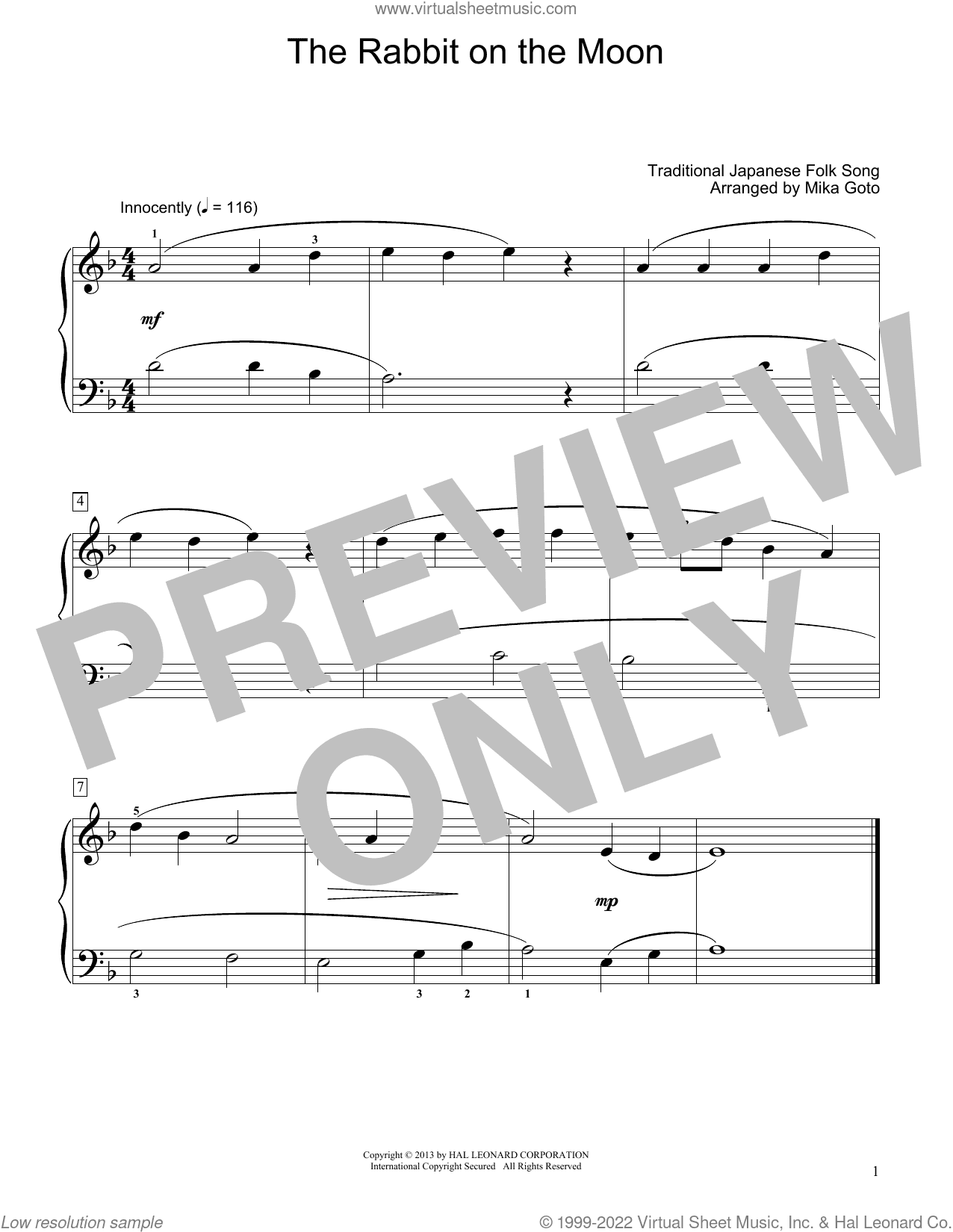 The Rabbit On The Moon (arr. Mika Goto)