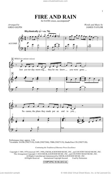 Fire And Rain (arr. Greg Gilpin)