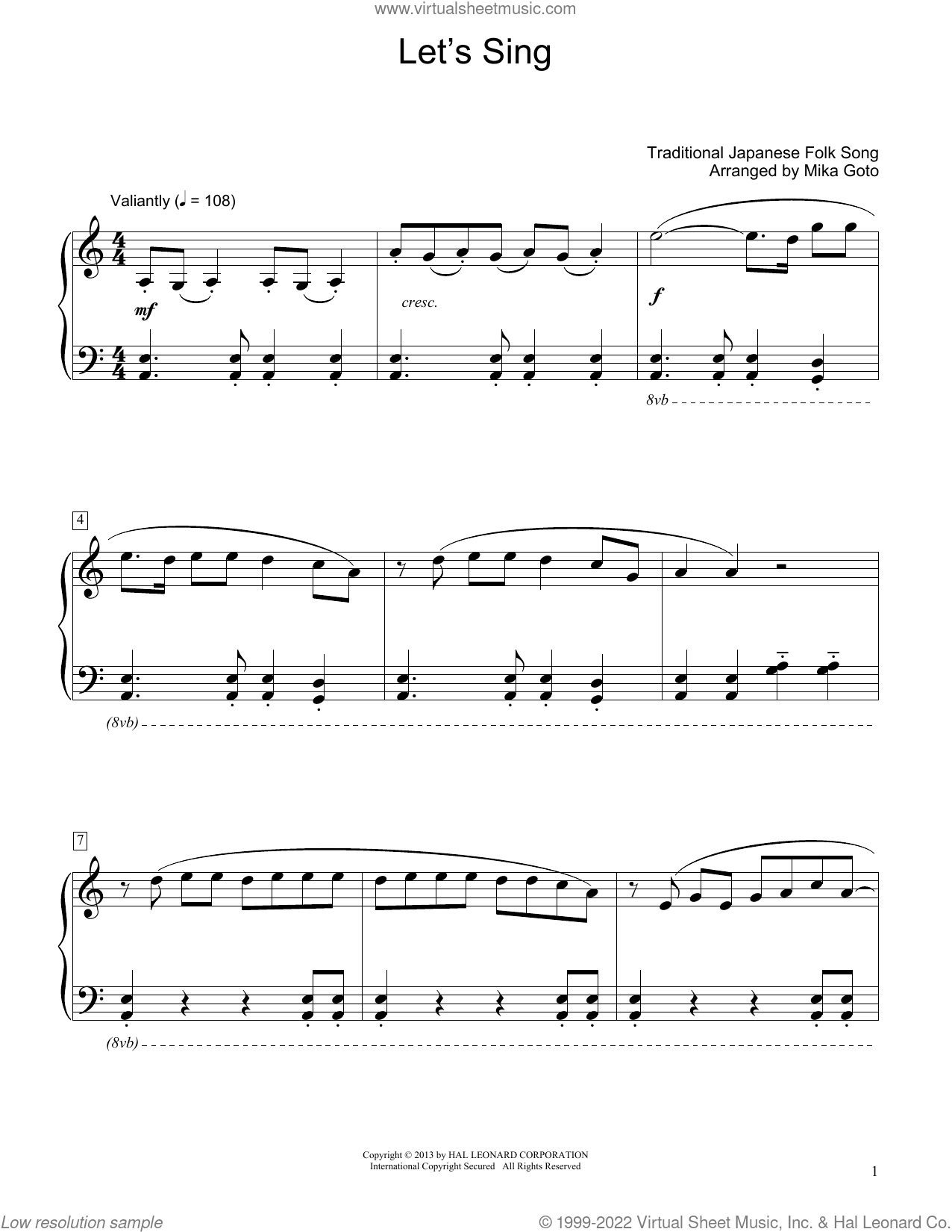 Let's Sing (arr. Mika Goto)