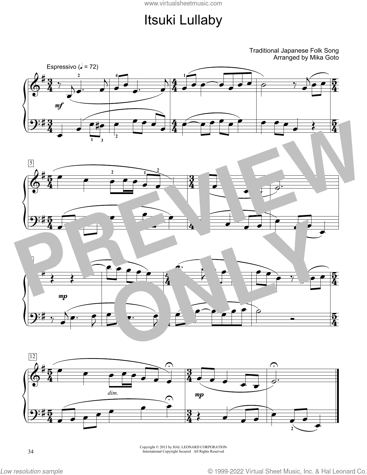 Itsuki Lullaby (arr. Mika Goto)