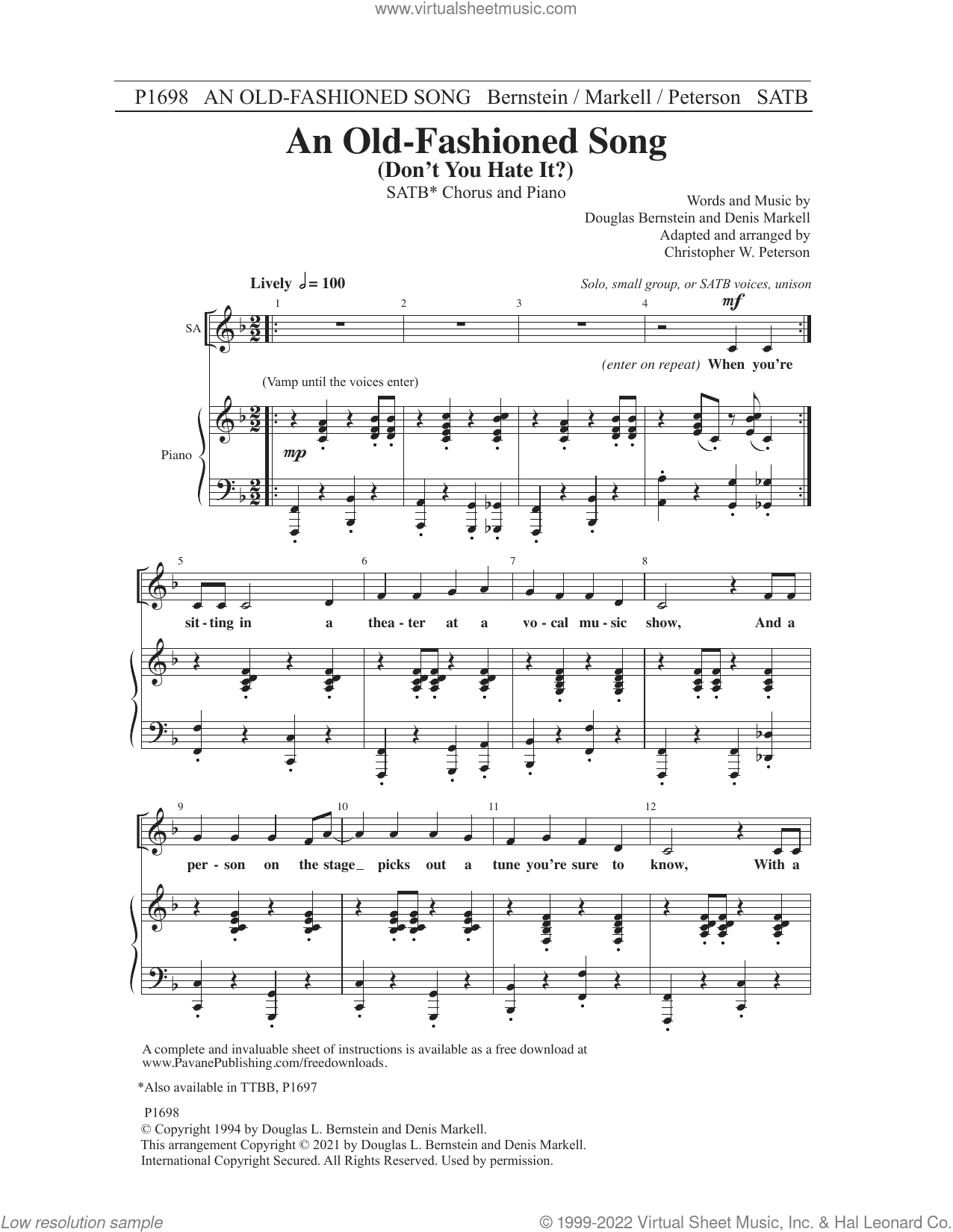 An Old-Fashioned Song (Don't You Hate It?) (arr. Christopher Peterson)