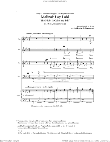 Malinak Lay Labi (The Night Is Calm And Still) (arr. George G. Hernandez)
