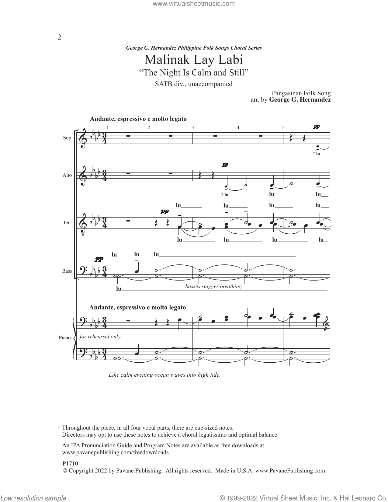 Malinak Lay Labi (The Night Is Calm And Still) (arr. George G. Hernandez)