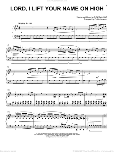 Lord, I Lift Your Name On High [Classical version] (arr. Phillip Keveren)