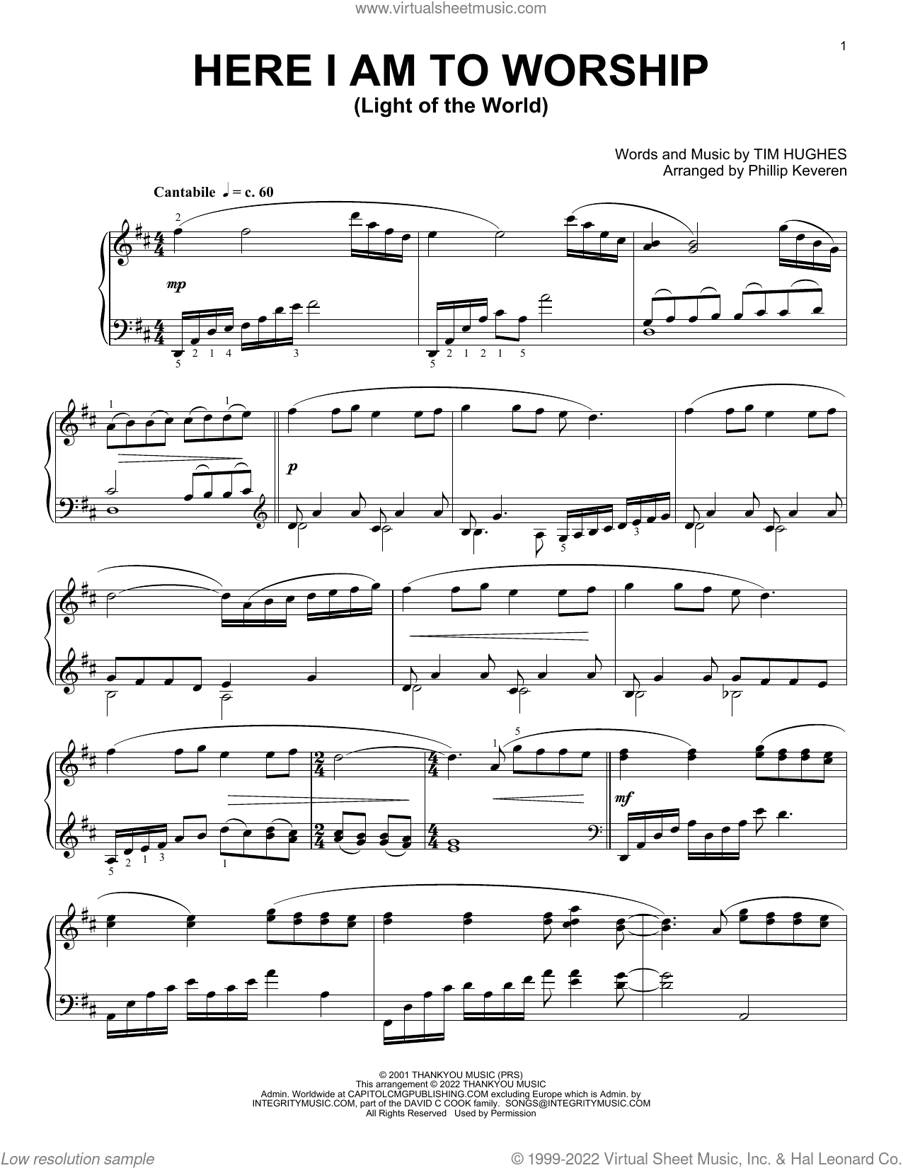 Here I Am To Worship (Light Of The World) [Classical version] (arr. Phillip Keveren)