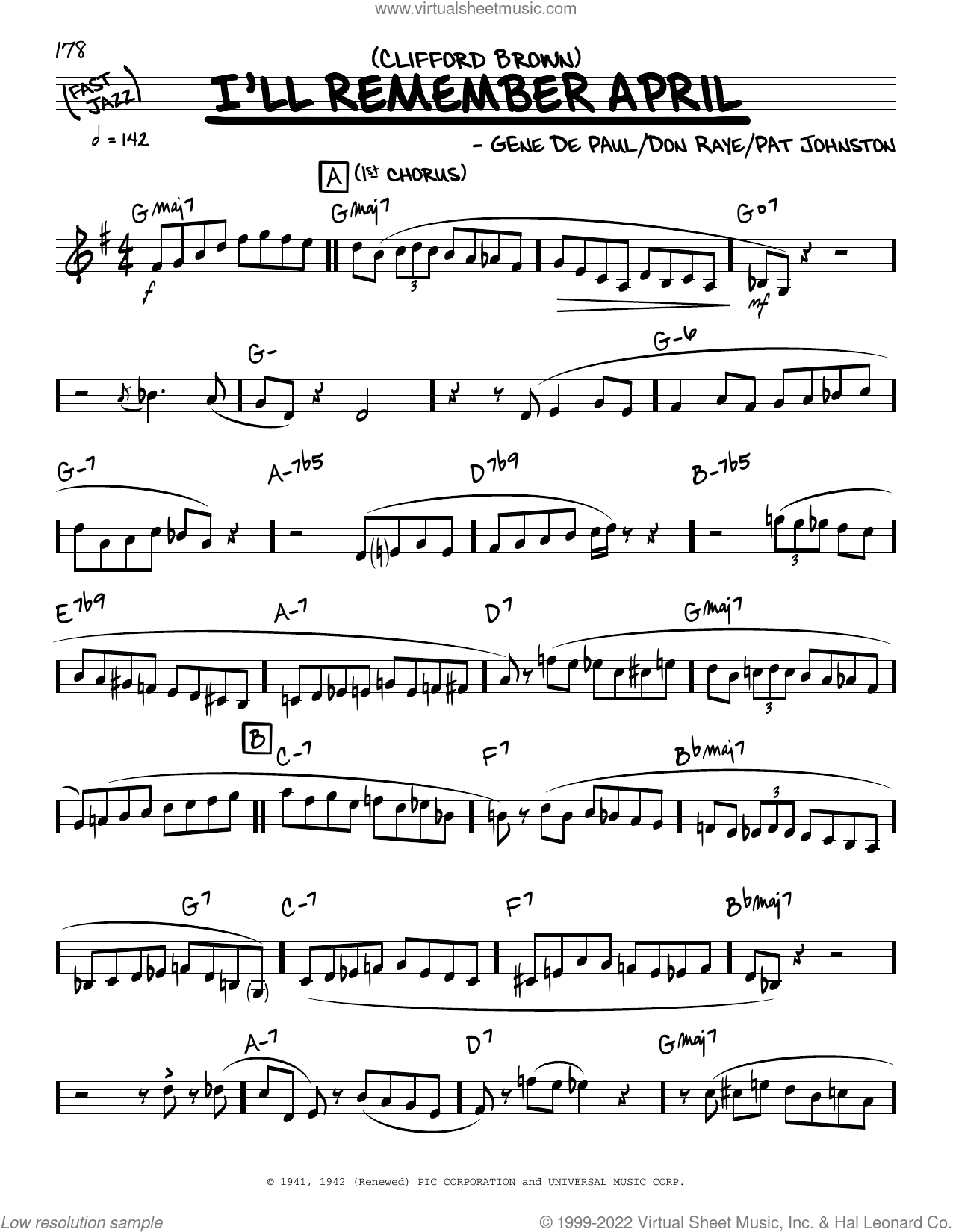 I'll Remember April (solo only)