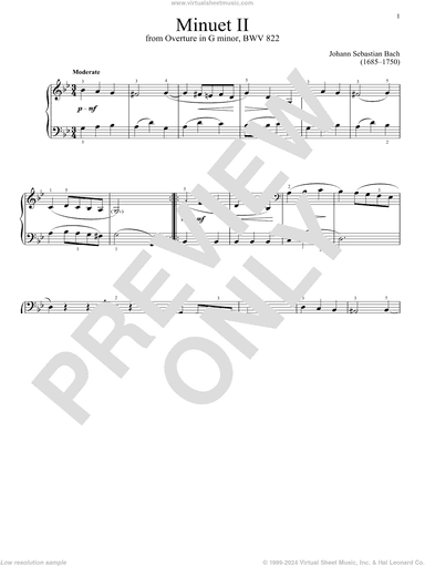 Minuet II In G Minor, BWV 822