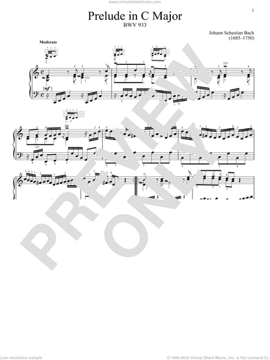 Prelude In C Major, BWV 933