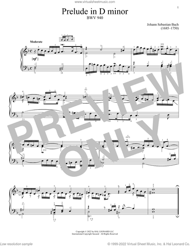 Prelude In D Minor, BWV 940