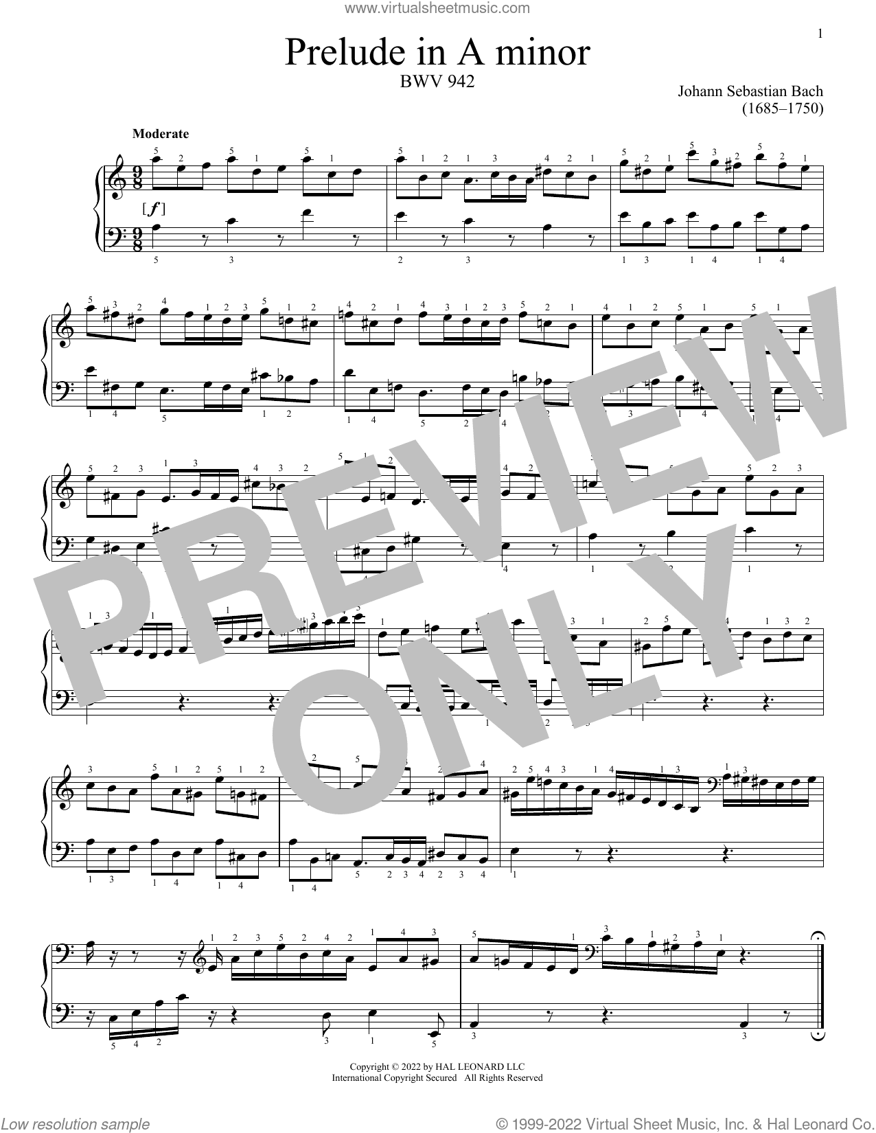 Prelude In A Minor, BWV 942