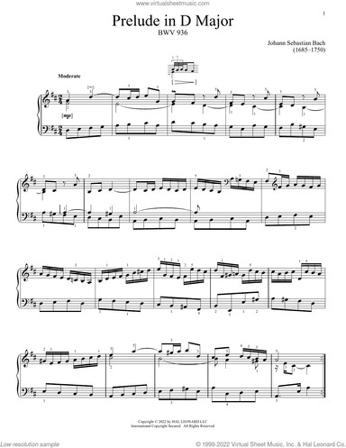 Prelude In D Major, BWV 936